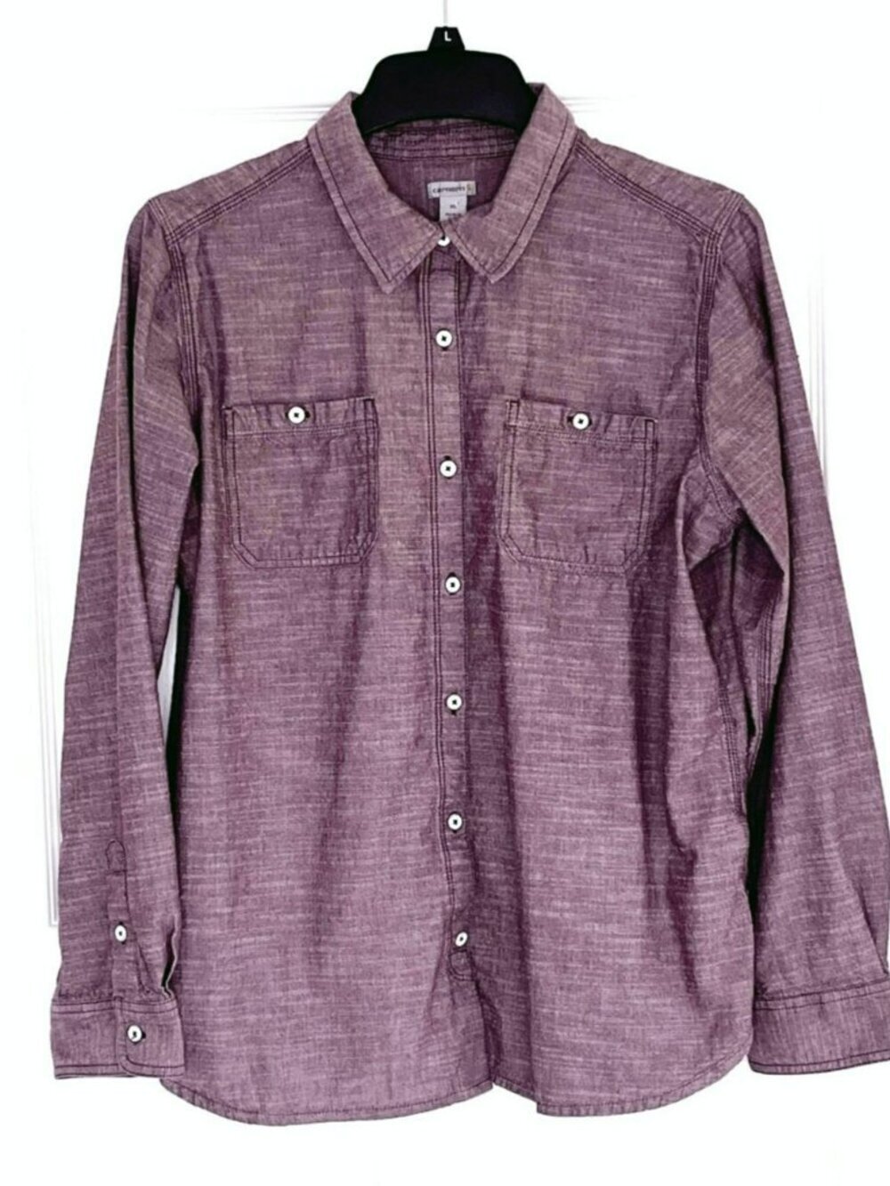 Carhartt Women's Chambray Shirt XL Button Up Cowgirl Ranch Workwear Brown